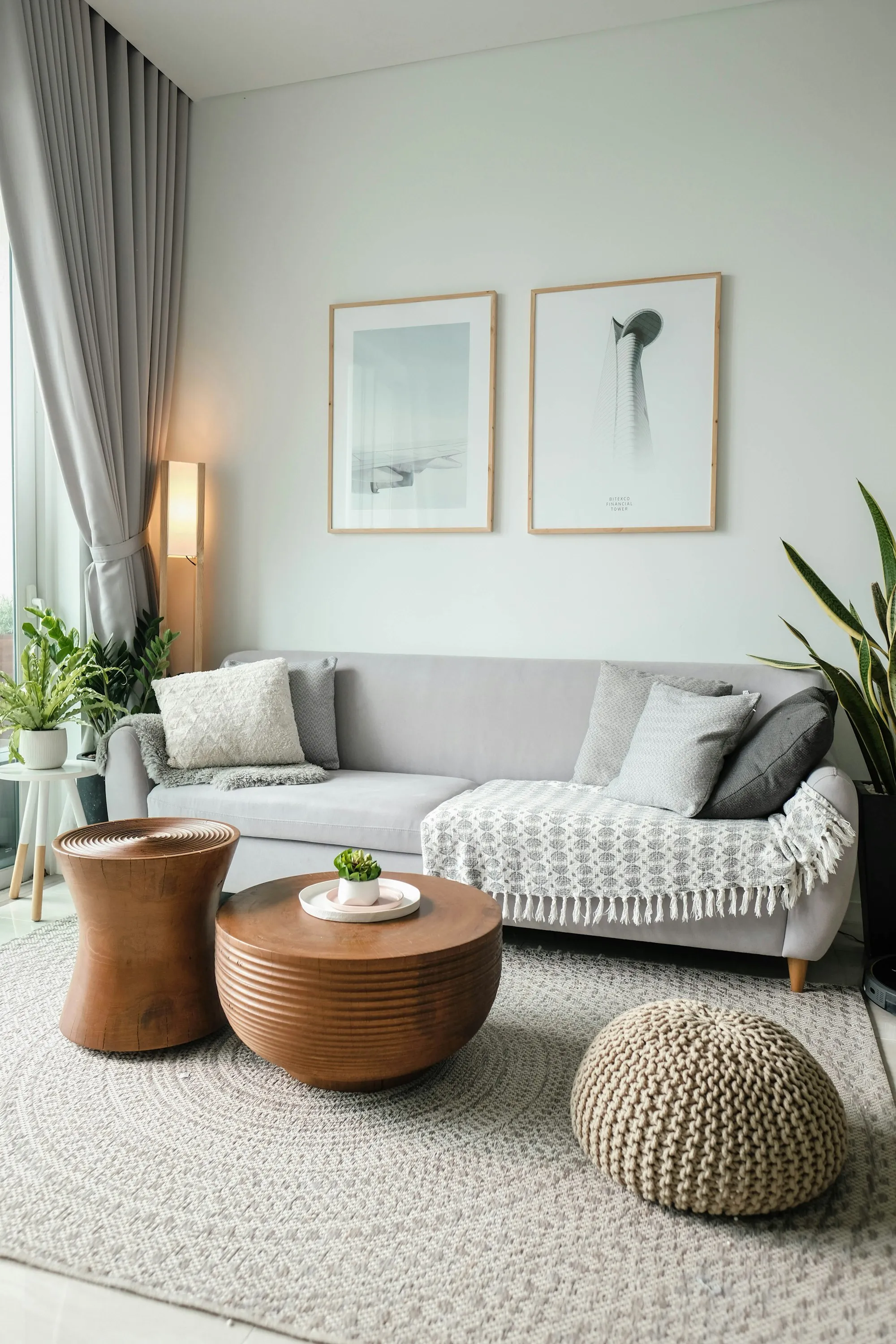 Bright, furnished living room in a rented flat