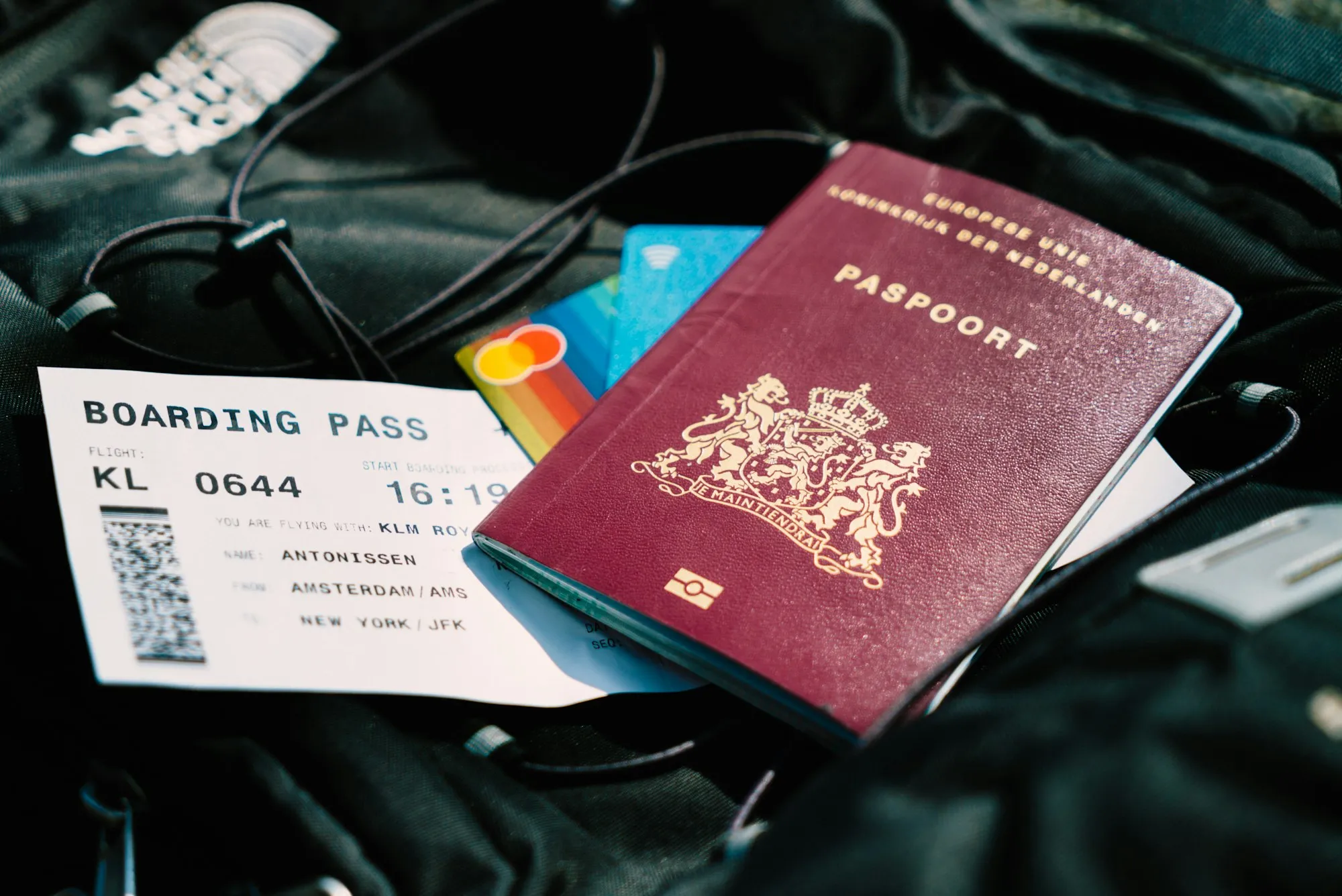 Passport and boarding pass ready for a flight